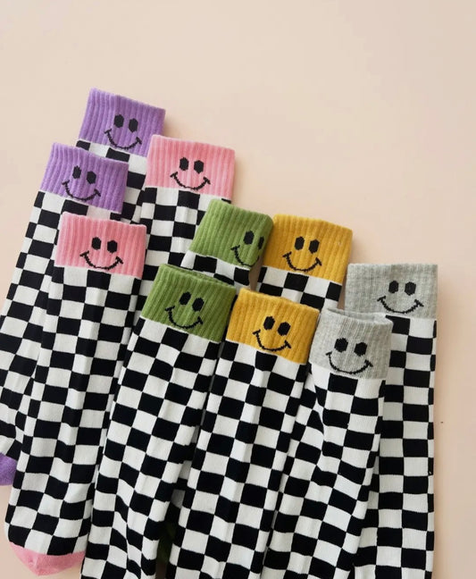 Checkered Smiley Socks
